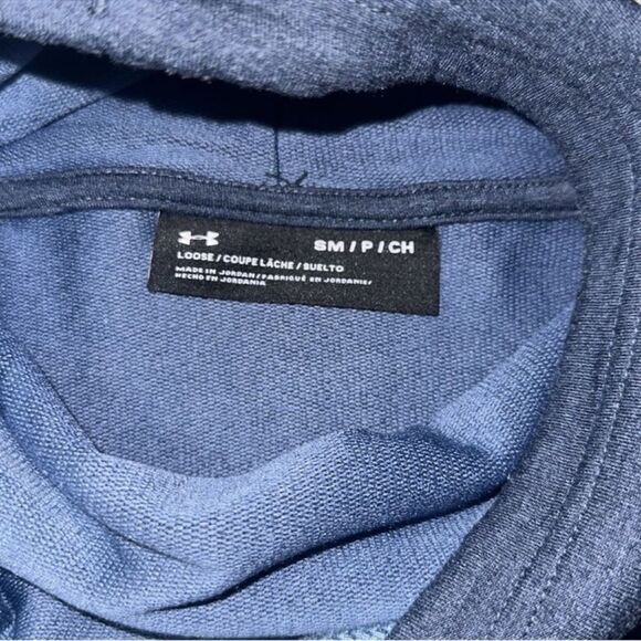 UA S Blue Light Blue Mesh Details Funnel Neck Pullover Sweatshirt Thumb Holes - Picture 12 of 15